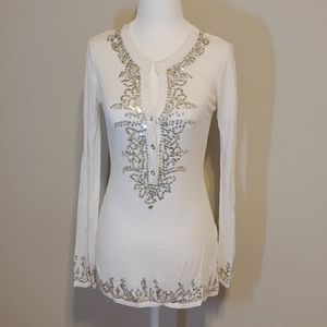 🥠Knit beads white sweater long sleeve